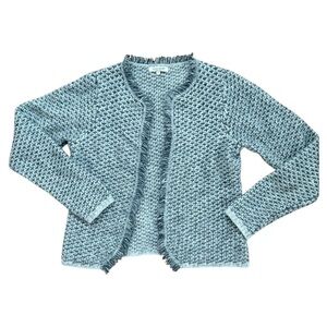 Made in Italy Cocogio Wool Blend Elegant Textured Gray Cardigan with Fringe, M